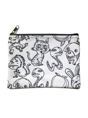 𝅺Zippered Pencil Case or Storage Pouch in Animal Cartoon Print